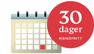 Illustrasjon av kalender med et merke med "30 dager risikofri"